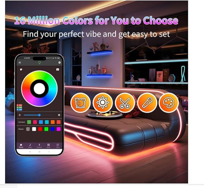 Led Lights for Bedroom 200FT (2 Rolls of 100ft), Color Changing RGB Led Strip Lights with 60 Keys Remote and App Control, Music Sync Led Lights for Room Kitchen Party Home Decor