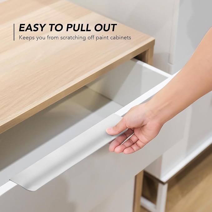Ravinte Hardware 8 Pack Silver Cabinet Handles, 7.8 Inch (200mm) Finger Edge Pulls, 6-1/4 Inch Hole Center, Finger Pulls for Cabinets