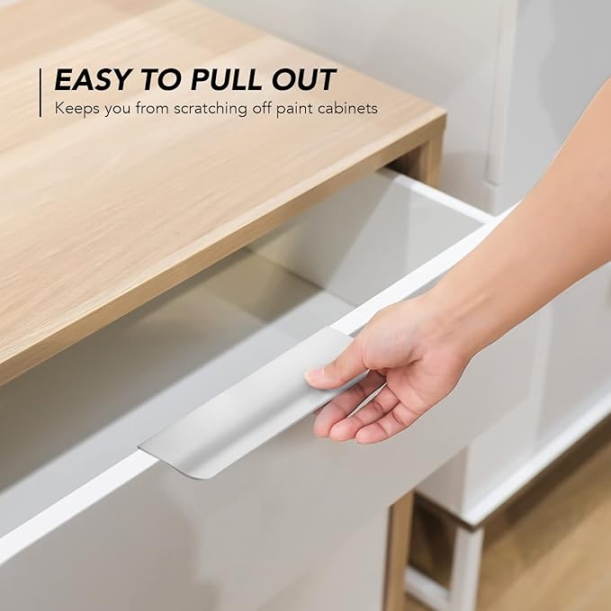 Ravinte Hardware 8 Pack Silver Cabinet Handles, 4.75 Inch (120mm) Finger Edge Pulls, 3.75 Inch Hole Center, Finger Pulls for Cabinets