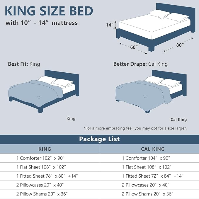CozyLux King Size Comforter Set Dark Grey - 7 Pieces Bed in a Bag King, Luxury Soft Bed Set for All Seasons, Bedding Set with Down Alternative Comforter, Sheets, Pillowcases & Shams