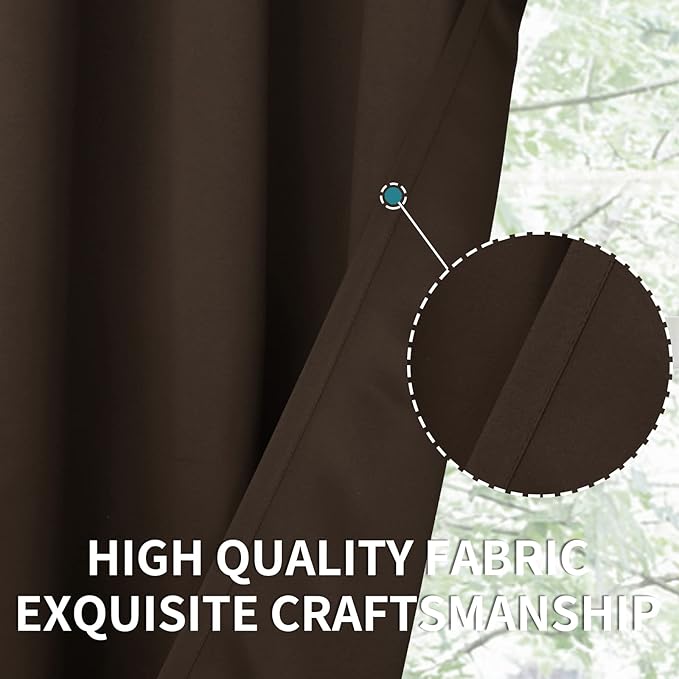 BGment Blackout Curtains for Living Room - Grommet Thermal Insulated Room Darkening Curtains for Bedroom, 2 Panels of 42 x 63 Inch, Brown