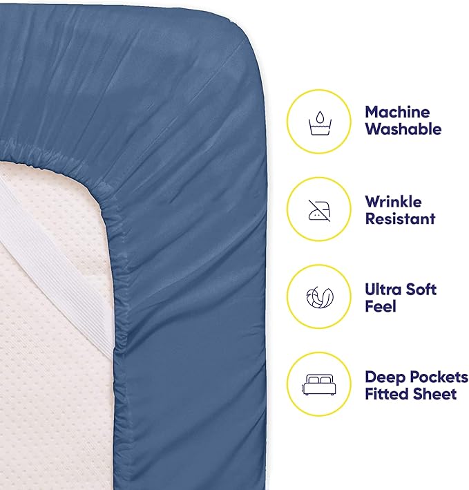 Twin XL Size Bed Sheets - 4 Piece 1500 Supreme Collection Fine Brushed Microfiber Deep Pocket Twin X-Large Sheet Set Bedding - 1 EXTRA PILLOW CASES, GREAT VALUE, Twin XL, Denim