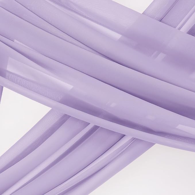 Socomi Wedding Arch Draping Fabric 2 Panels 29" x 19Ft Lavender Purple Sheer Chiffon Curtain Drapes 6 Yards for Wedding Ceremony Birthday Party Decoration