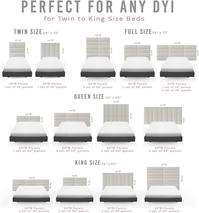 Vänt Upholstered Wall Panels - King/Cal King Size Wall Mounted Headboards - Ribbed Taupe - Twin/King - Set of 4 Panels (Each Individual Panel 39"x11.5")