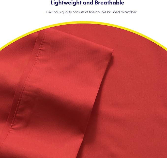 Sweet Home Collection 6 Piece 1500 Supreme Collection Brushed Microfiber Deep Pocket Sheet Set-2 Extra Pillow Cases, Great Value, Rv Short Queen, Samba Red