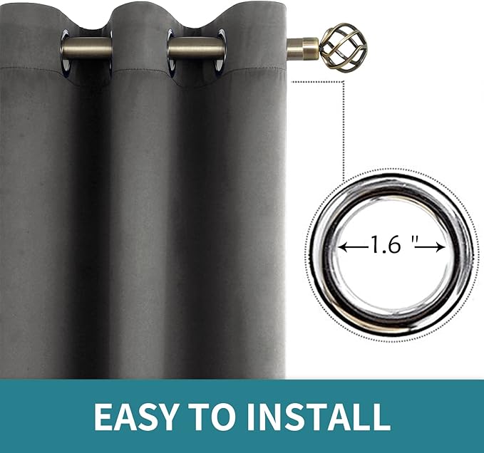 BGment Dark Grey Blackout Curtains for Bedroom, Black Out Curtains 63 Inch Long Thermal Insulated Sunlight Blocking Window Treatment Drapes, Set of 2 Panels, 42 x 63 Inch