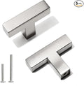 Cabinet Pulls Single Hole Cabinet Handles, 5 Pack Square Brushed Nickel Bar Cabinet Pulls Drawer Cabinet Knobs Cupboard Hardware Cabinet Handles, Stainless Steel Single Hole Cabinet Knobs