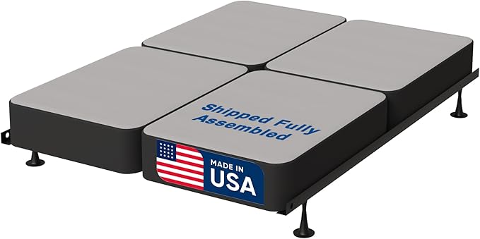 Treaton, 8-Inch Sturdy Wood Box Spring for Mattress Support - Durable and Fully Assembled, Natural Wood Foundation for King(Fold), Gray
