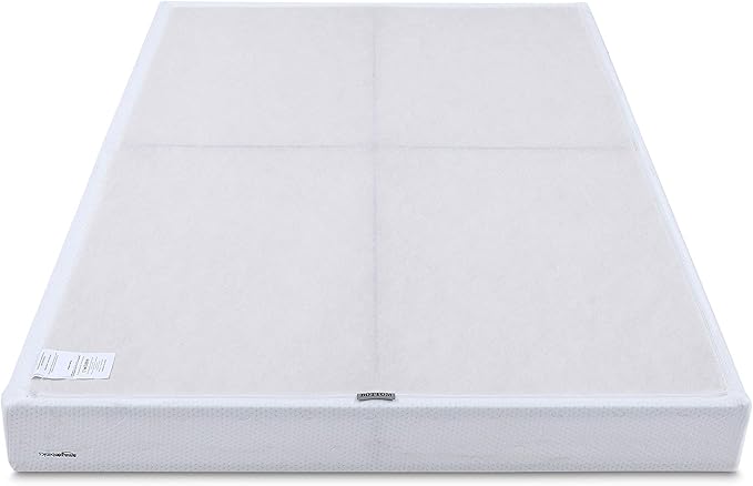 Amazon Basics Smart Box Spring Bed Base, 7-Inch Height Mattress Foundation, Tool-Free Easy Assembly, King, 79"L x 75.5"W x 7"H, White