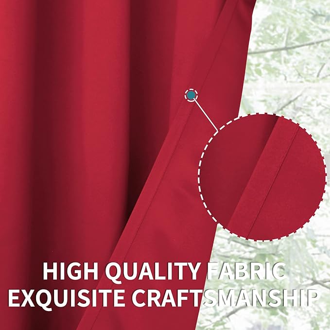 BGment Red Blackout Curtains for Bedroom - Grommet Thermal Insulated Room Darkening Window Curtains, Set of 2 Panels, Each 55 x 69 Inch
