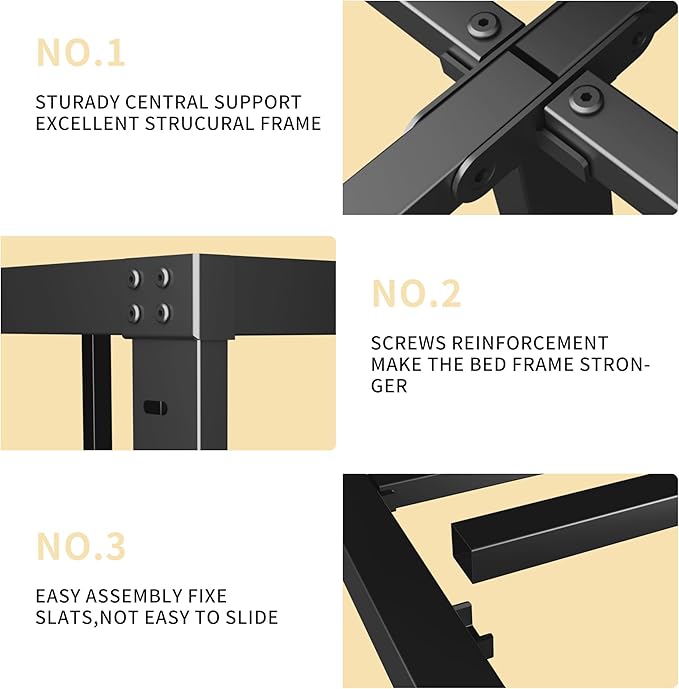 ALDRICH 10 Inch Metal Full Size Bed Frame - Double Black Basic Steel Slats Platform, Easy Assembly Heavy Duty Noise Free Bedframes, No Box Spring Needed