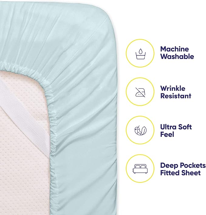 Sweet Home Collection 6 Piece 1500 Supreme Collection Brushed Microfiber Deep Pocket Sheet Set-2 Extra Pillow Cases, Great Value, Rv Short Queen, Aqua