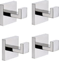 TASTOS Bath Towel Hooks Polished Chrome, 4 Pack Stainless Steel Robe Coat and Clothes Hook, Heavy Duty Wall Hook for Bathroom & Kitchen, Modern Square Style Wall Mounted