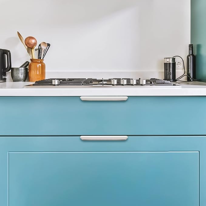 Ravinte Hardware 6 Pack Silver Cabinet Handles, 5.9 Inch (150mm) Finger Edge Pulls, 5 Inch Hole Center, Finger Pulls for Cabinets