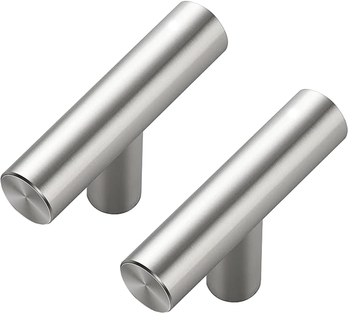 25 Pack Brushed Nickel Cabinet Knobs - Kitchen Cabinet Knobs Silver Cabinet Pulls for Kitchen Cabinet Drawer Stainless Steel Dresser Knobs for Cabinet Hardware 2in Length Single Hole T Bar