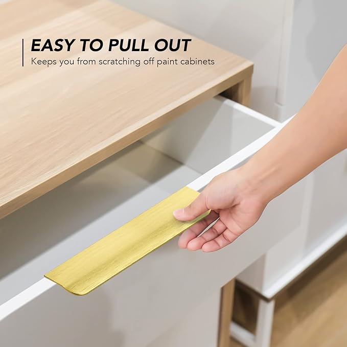 Ravinte Hardware 20 Pack Gold Cabinet Handles, 5.9 Inch (150mm) Finger Edge Pulls, 5 Inch Hole Center, Finger Pulls for Cabinets