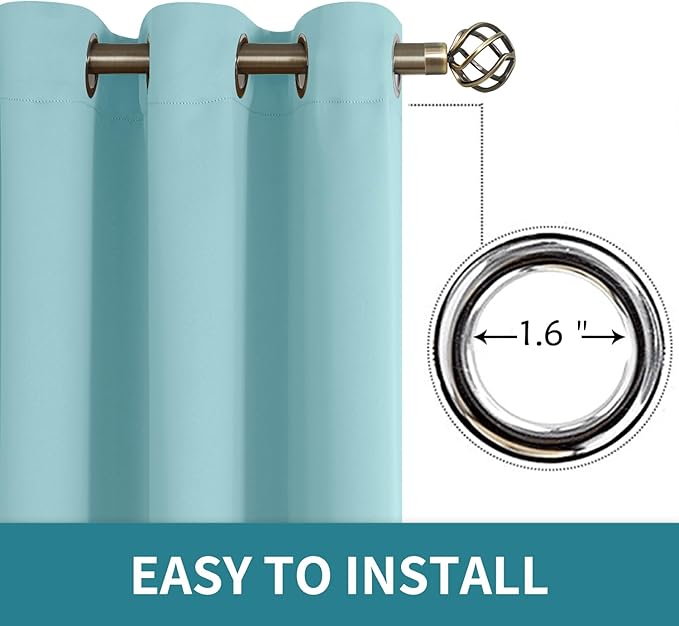 BGment Blackout Curtains - Grommet Thermal Insulated Room Darkening Bedroom and Living Room Curtains, Set of 2 Panels (70 x 63 Inch, Baby Blue)