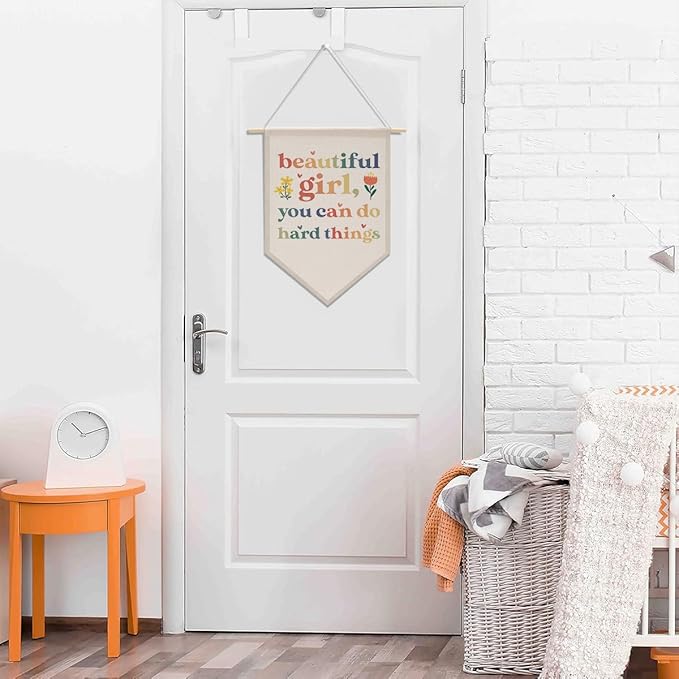 Nursery Decor Cute Girl Bedroom Decor, Colorful Wall Art, Motivational Bedroom Playroom Wall Art Decorations, Boho Twin Room Sign, Siblings Room Hanging Pennant Flag Banner Beautful Girl