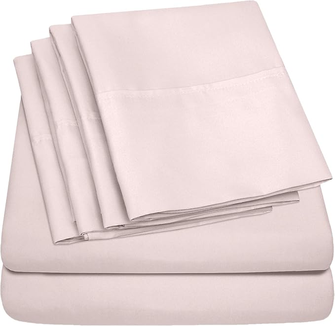 Cal King Size Bed Sheets - 6 Piece 1500 Supreme Collection Fine Brushed Microfiber Deep Pocket California King Sheet Set Bedding - 2 Extra Pillow Cases, Great Value, California King, Pale Pink