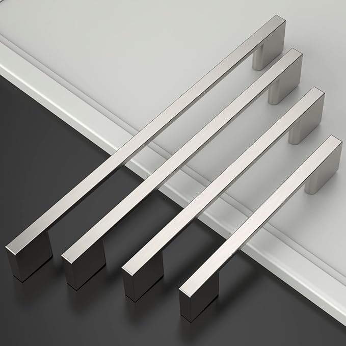 Asidrama 10 Pack 3.75 Inch(96mm) Brushed Satin Nickel Kitchen Cabinet Handles, Cabinet Pulls Kitchen Cabinet Hardware for Cupboard Drawer Pulls