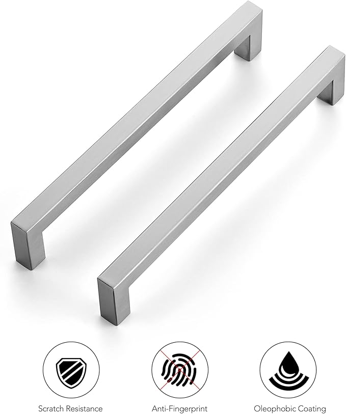 Ravinte 10 Pack 7-1/2 Inch Kitchen Square Cabinet Handles Satin Nickel Pulls Brushed Nickel Kitchen Cabinet Hardware Handles for Cupboard Drawer Pulls