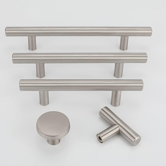 LONTAN 50 Pack Kitchen Cabinet Knobs Brushed Nickel Drawer Knobs LS201BSS Cupboard Knobs Single Hole T Bar Knobs Cabinet Hardware 2in Overall Length