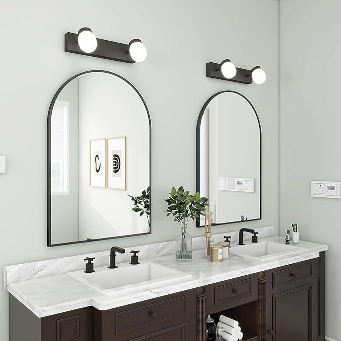 BEAUTYPEAK 20"x30" Arch Bathroom Mirror, Wall Mounted Vanity Metal Frame Mirror for Bedroom, Entryway, Living Room, Black