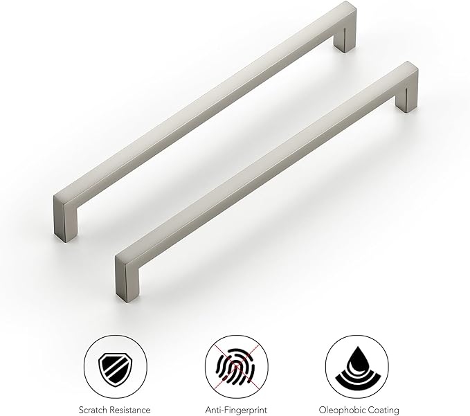 Ravinte 20 Pack Solid 7-1/2 Inch Center to Center Slim Square Bar Drawer Handles Cabinet Hardware - Brushed Nickel Kitchen Pulls