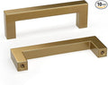 goldenwarm 10 Pack Champagne Bronze Cabinet Pulls Gold Cabinet Handles 3 Inch Champagne Drawer Pulls Brushed Bronze Drawer Handles Square Kitchen Hardware for Cupboard Bedroom Dresser