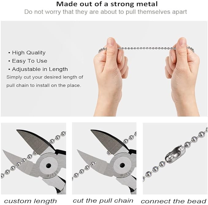 Ceiling Fan Pull Chain Extender - 12 Inch Pull Chain Connector for Lighting Fans, 2 Pack (Football)