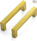 JOY DECOR 4 Pack Cabinet Handles, Gold Cabinet Pulls, 3-3/4 Inch Kitchen Closet Handles Square Drawer Pulls Stainless Steel Drawer Hardware, 96mm Hole Centers