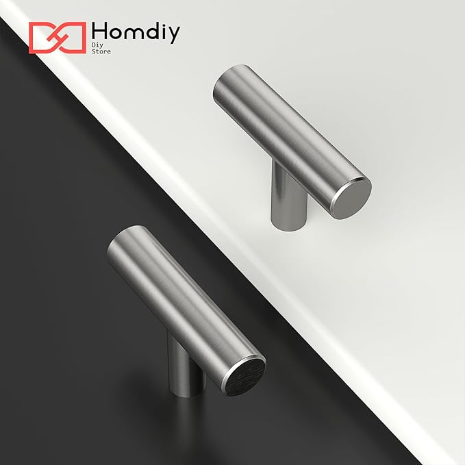 homdiy 10Pack Cabinet Knobs Brushed Nickel Drawer Knobs - 2in Overall Cabinet Door Knobs Single Hole Knobs Modern Cabinet Hardware for Kitchen Cabinets, Dresser Drawers
