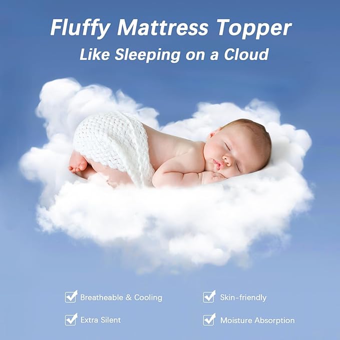 CYMULA Queen Mattress Topper, Grey Mattress Pad Bed Topper Cover, Extra Thick Pillow Top Mattress Topper with Deep Pockets, Cooling Plush Down Alternative Fill Mattress Protector