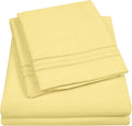 Sweet Home Collection Twin XL Size Sheet Set with Built-in Sheet Straps - Deep Pocket Fitted Sheet, Flat Sheet & Pillowcases - Soft, Wrinkle-Free, Secure Fit - Pale Yellow