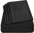 Queen Sheets Black - 6 Piece 1500 Supreme Deluxe Collection Deep Pocket Ultra Soft Queen Sheet Set Bedding - 2 Extra Pillow Cases, Great Value, Queen, Black
