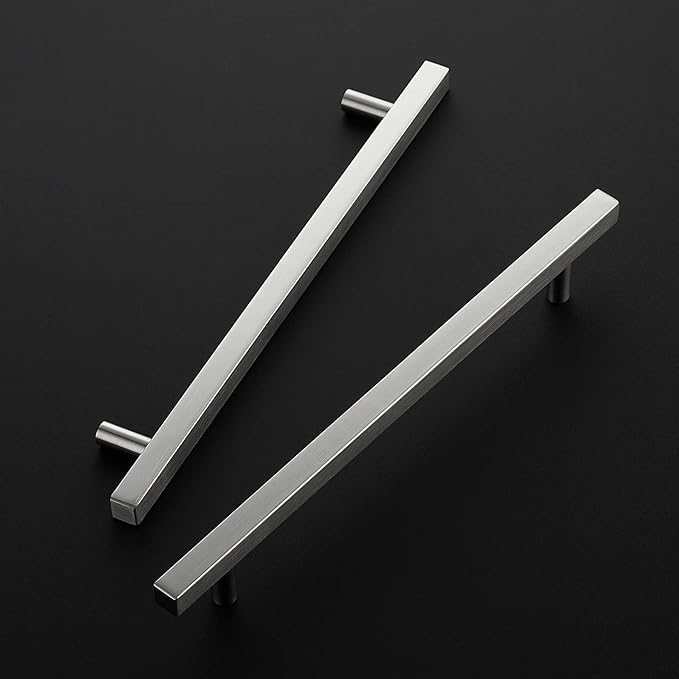 Ravinte Brushed Nickel Cabinet Handles 25 Pack 8-4/5 inch Satin Nickel Square Cabinet Pulls Silver Hardware for Kitchen Cabinets 11-3/10 inch Overall Length Stainless Steel Drawer Pulls