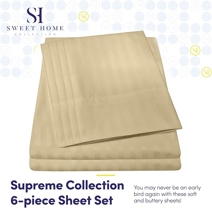 Full Size Bed Sheets - 6 Piece 1500 Supreme Collection Fine Brushed Microfiber Deep Pocket Full Sheet Set Bedding - 2 Extra Pillow Cases, Great Value, Full, Dobby Sage