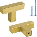 LONTAN 30 Pack Dresser Knobs Brushed Brass Kitchen Cabinet knobs Square Gold Cabinet Door Hardware for Bathroom Closet Cupboard