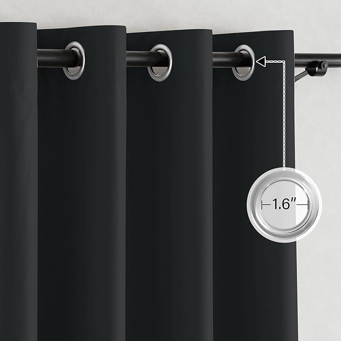 NICETOWN Full Blackout Curtains 96 inch Long for Home Theater, Grommet Energy Saving Room Darkening Window Treatment Thermal Curtains Portable Sun Shades for Living Room, W52 x L96, 2 Panels