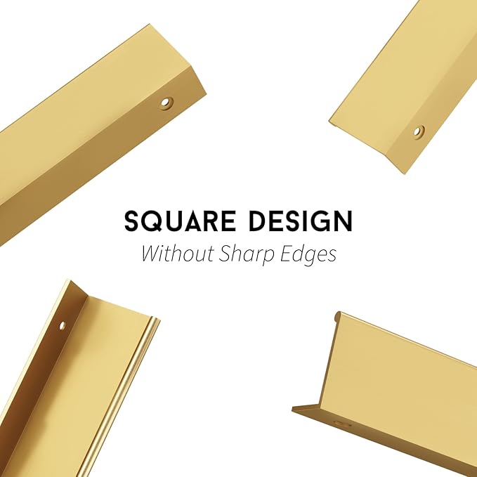 goldenwarm 100 Pack Gold Finger Edge Pulls Drawer Finger Pulls Champagne Gold Kitchen Hardware Handles Bedroom Dresser Drawers,3in Hole Center