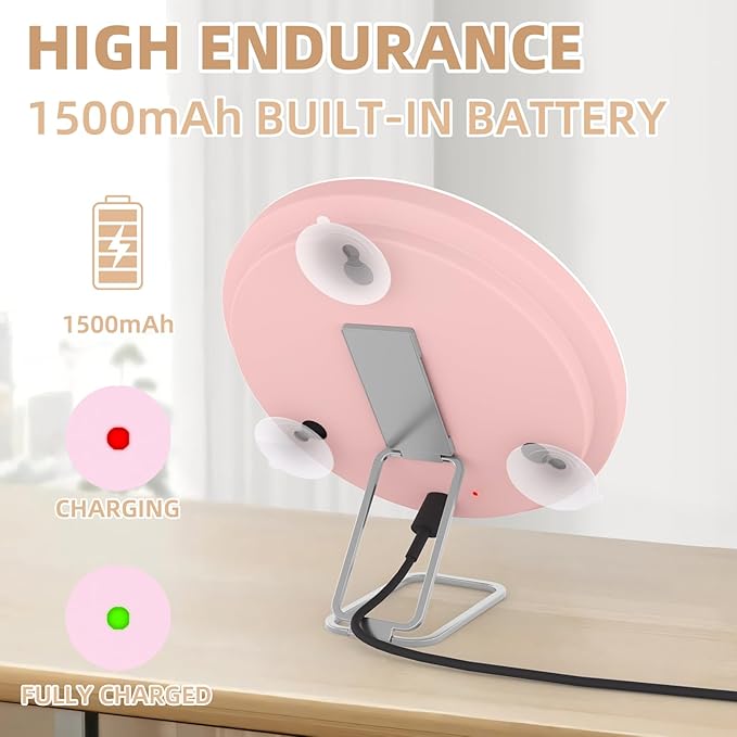 20X Magnifying Mirror with Light, Large 6inch Lighted Magnified Mirror 20x with 3 Suction Cups and 360° Table Stand, Rechargeable 3 Colors Dimming Vanity Makeup Mirror with Tweezers & Scissors
