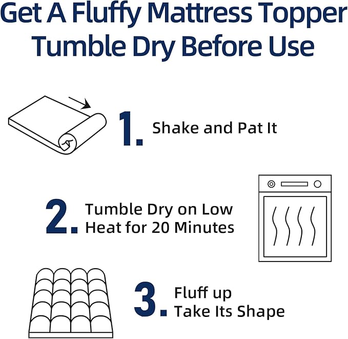 Mattress Topper King for Back Pain, Extra Thick Mattress Pad Cover, Plush Pillow Top, Deep Elastic Pocket, White