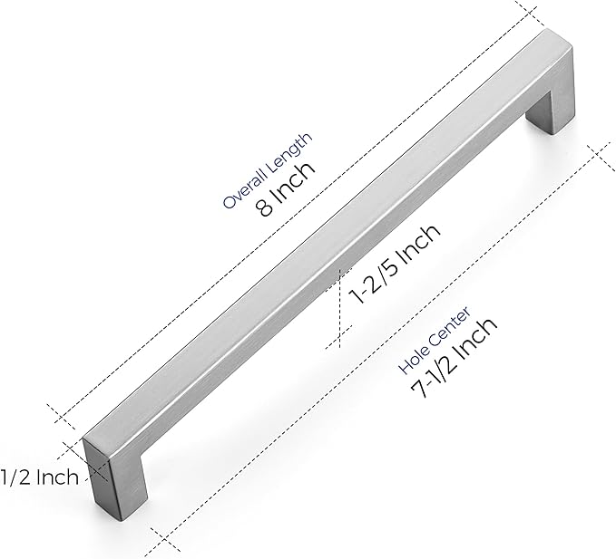 Ravinte 30 Pack 7-1/2 Inch Kitchen Square Cabinet Handles Satin Nickel Pulls Brushed Nickel Kitchen Cabinet Hardware Handles for Cupboard Drawer Pulls