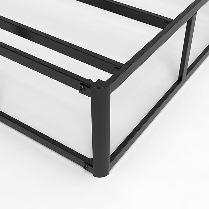 California King Box Spring 9 Inch, Heavy Duty Metal Box Spring Bed Base with Fabric Cover, Mattress Foundation, Easy Assembly, Noise Free, Black
