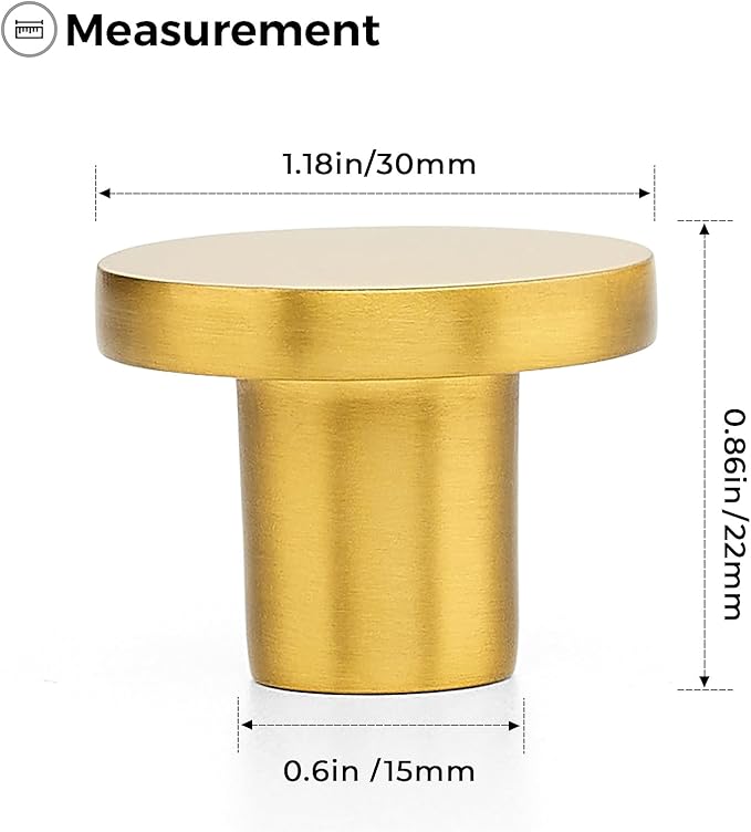 Ravinte 10 Pack Cabinet Knobs Gold Kitchen Cabinet Knobs Round Dresser Drawer Pulls Closet Door Pulls 1-1/5 Inch