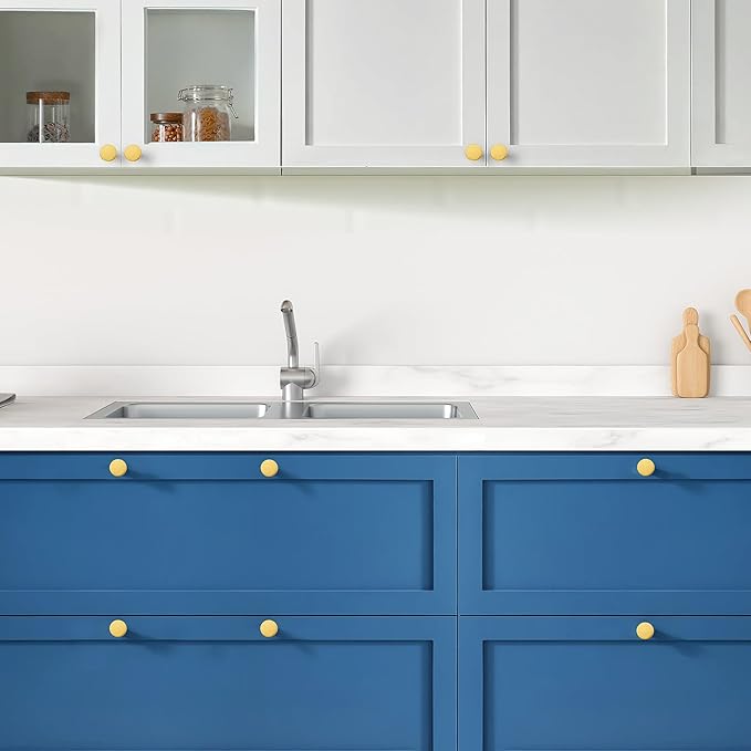 Ravinte 15 Pack Cabinet Knobs Gold Kitchen Cabinet Knobs Round Dresser Drawer Pulls Closet Door Pulls 1-1/5 Inch