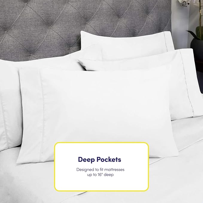 Twin Size Bed Sheets - 4 Piece 1500 Supreme Collection Fine Brushed Microfiber Deep Pocket Twin Sheet Set Bedding - 1 EXTRA PILLOW CASES, GREAT VALUE, Twin, White