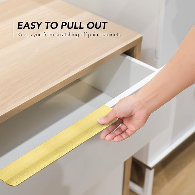 Ravinte Hardware 10 Pack Gold Cabinet Handles, 11.8 Inch (300mm) Finger Edge Pulls, 8.8 Inch Hole Center, Finger Pulls for Cabinets