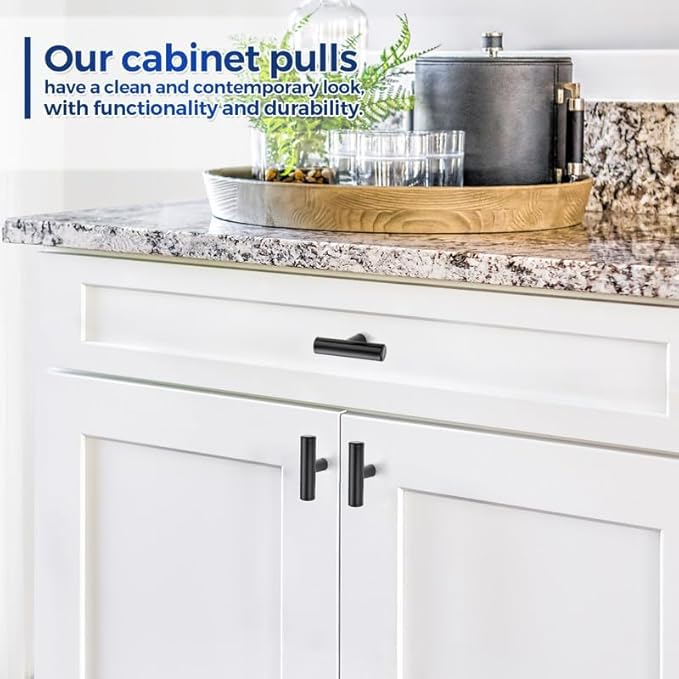 JOY DECOR 3 Pack Cabinet Knobs, Black Cabinet Handles, 2in Kitchen Cabient Knobs, Single Hole Drawer Knobs for Dresser Drawers