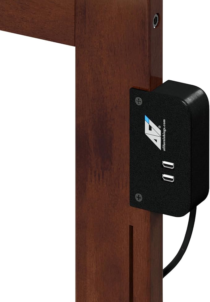 AFI Richmond Twin Size Headboard with Attachable Charger in Walnut